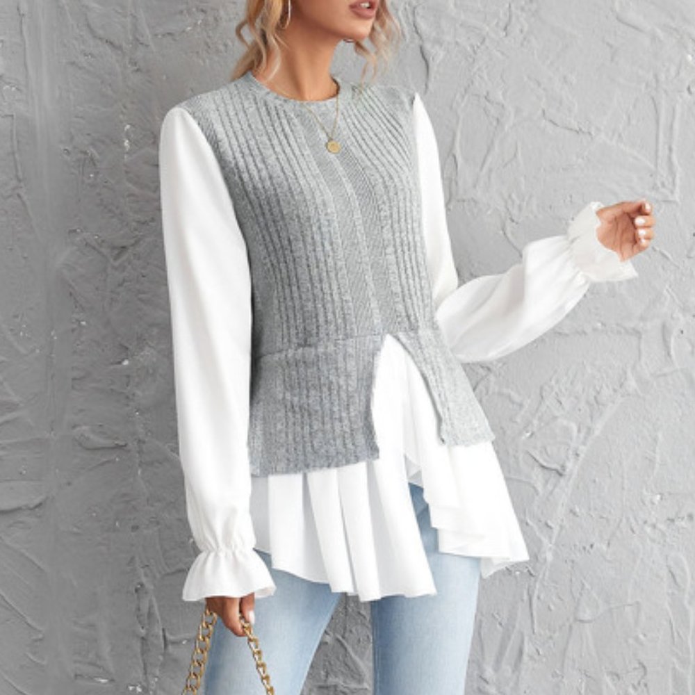 Minimalist Chic Flounce Sleeve Blouse